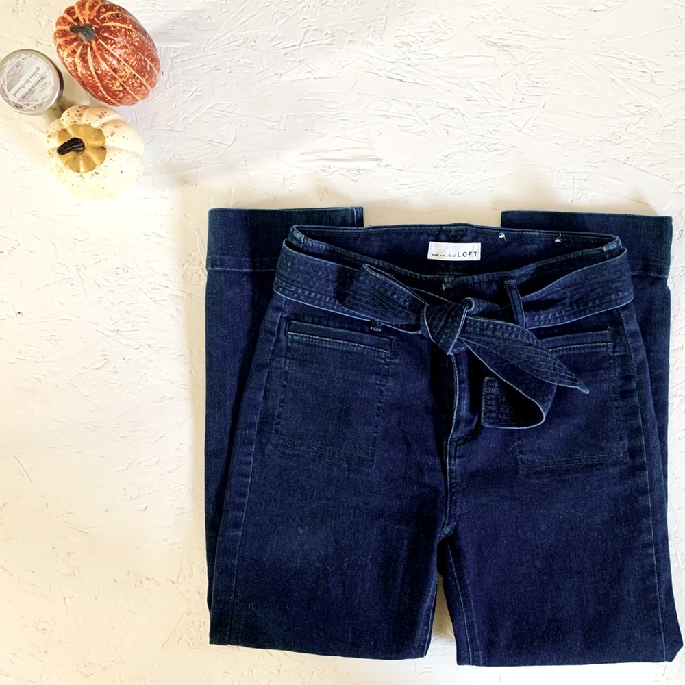 Loft high rise jeans with tie belt.